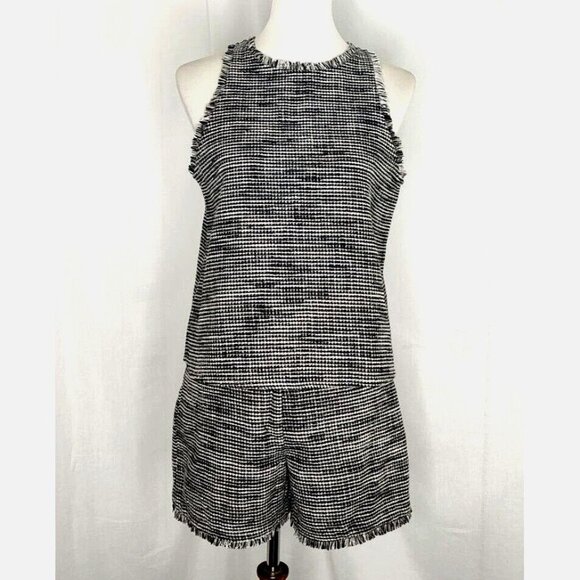 Ann Taylor Tweed Set S Top & ShortsBlack Fringe Summer NEW